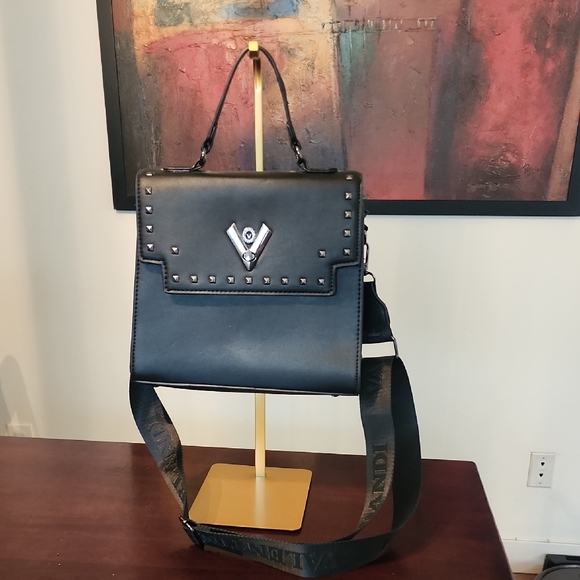Valentino Orlandi Handbags - Valentino Orlandi Black Studded Top Handle Bag Vegan Leather Crossbody